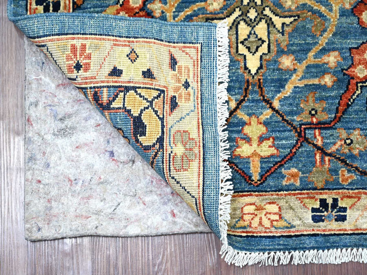 2'7" x 5'11" New Hand Knotted Blue Wool Runner Oriental Rug - MOA10221180