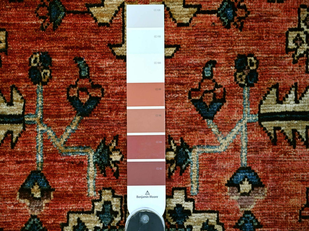 3'2" x 13'6" New Hand Knotted Red Wool Runner Oriental Rug - MOA10221181