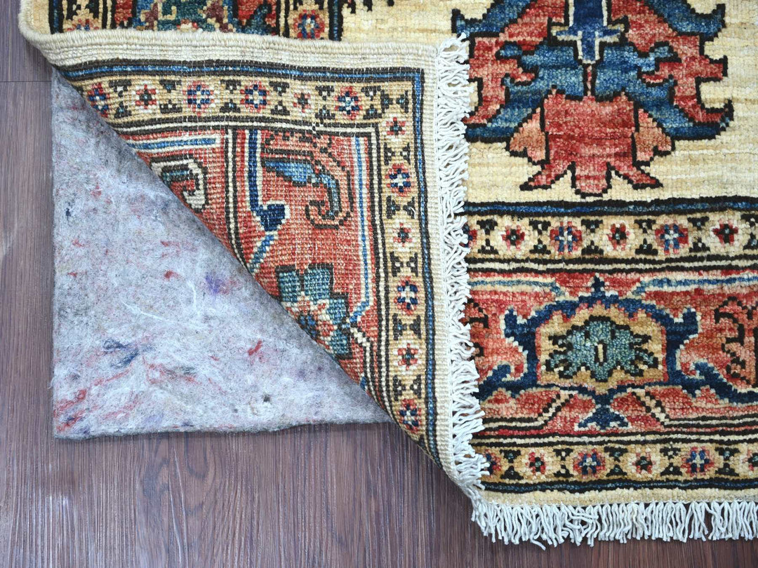 2'10" x 4'1" New Hand Knotted Ivory Wool Rectangle Oriental Rug - MOA10221182