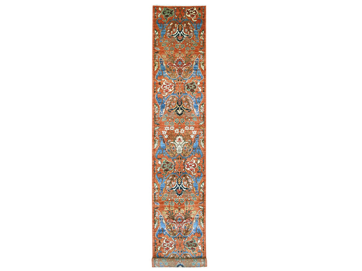 2'7" x 17'2" New Hand Knotted Orange Wool Runner Oriental Rug - MOA10221184