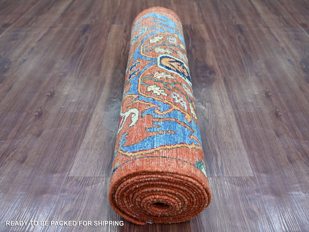 2'7" x 17'2" New Hand Knotted Orange Wool Runner Oriental Rug - MOA10221184