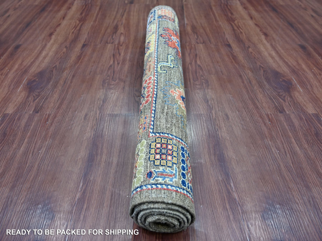 3'1" x 4'10" New Hand Knotted Grey Wool Rectangle Oriental Rug - MOA10221186