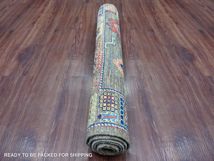 3'1" x 4'10" New Hand Knotted Grey Wool Rectangle Oriental Rug - MOA10221186