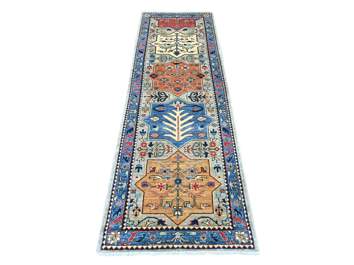 2'7" x 8'0" New Hand Knotted Grey Wool Runner Oriental Rug - MOA10221191