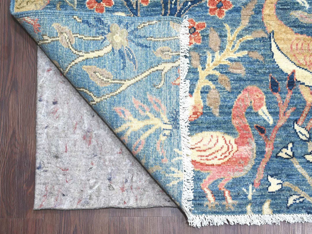 11'10" x 15'9" New Hand Knotted Blue Wool Rectangle Oriental Rug - MOA10221192