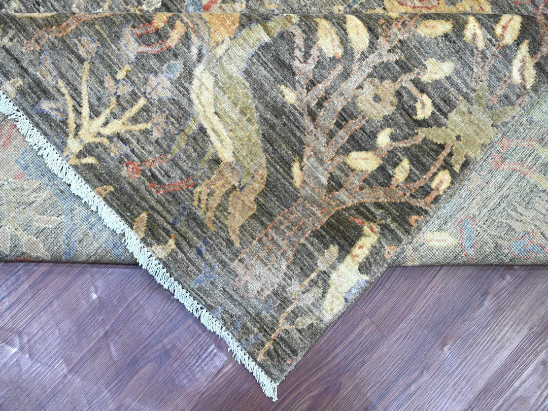 10'1" x 13'9" New Hand Knotted Grey Wool Rectangle Oriental Rug - MOA10221194
