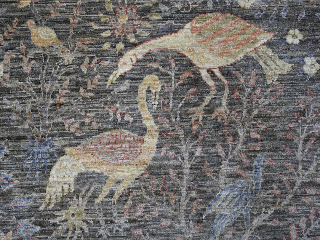 10'1" x 13'9" New Hand Knotted Grey Wool Rectangle Oriental Rug - MOA10221194