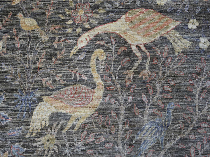 10'1" x 13'9" New Hand Knotted Grey Wool Rectangle Oriental Rug - MOA10221194