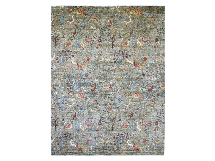 12'0" x 15'7" New Hand Knotted Grey Wool Rectangle Oriental Rug - MOA10221196