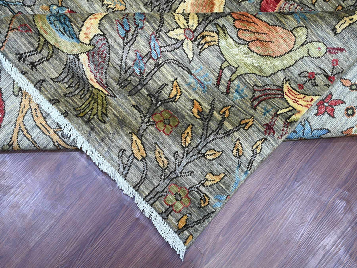 12'0" x 15'7" New Hand Knotted Grey Wool Rectangle Oriental Rug - MOA10221196