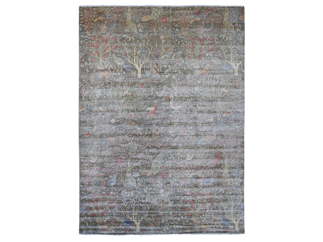 9'11" x 13'7" New Hand Knotted Brown Wool Rectangle Oriental Rug - MOA10221198