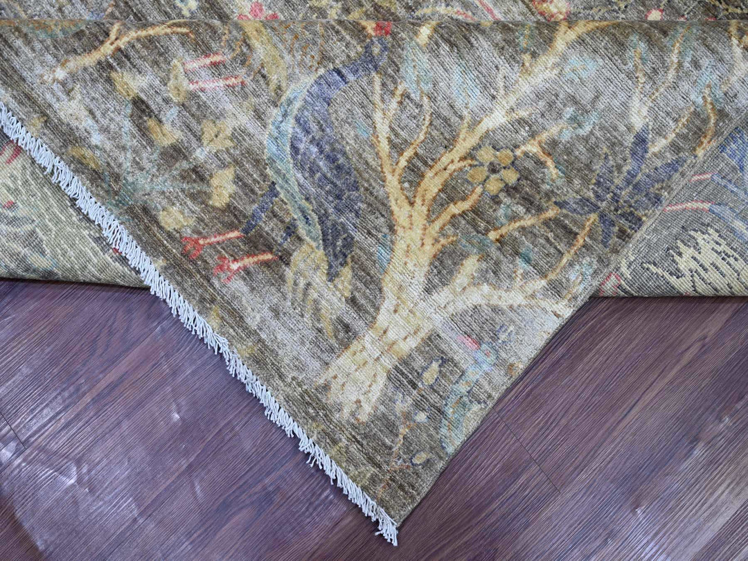9'11" x 13'7" New Hand Knotted Brown Wool Rectangle Oriental Rug - MOA10221198