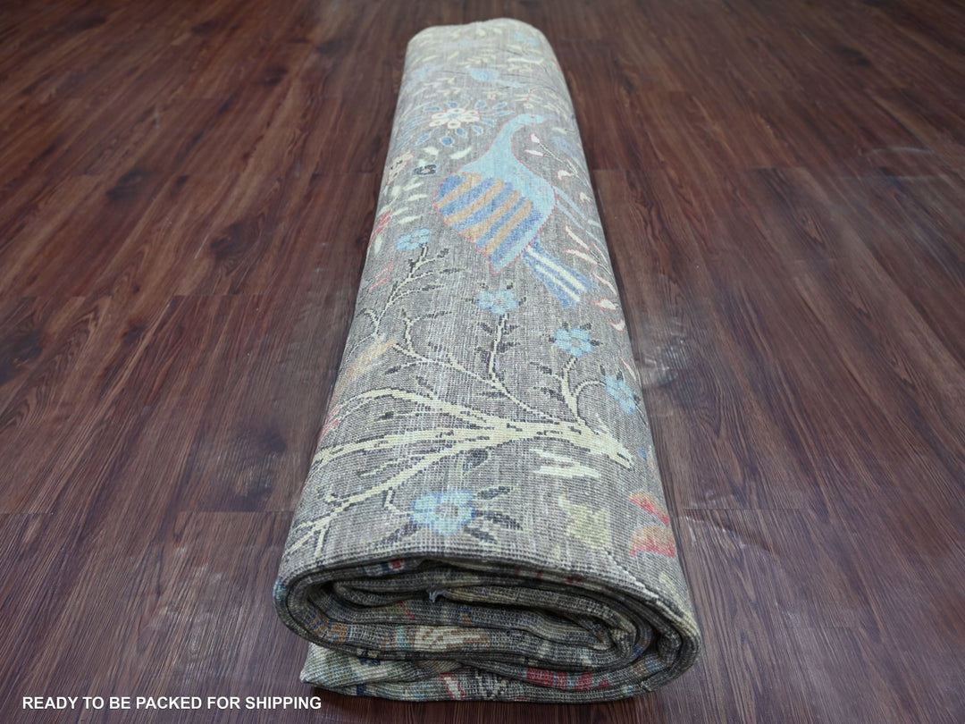 9'11" x 13'7" New Hand Knotted Brown Wool Rectangle Oriental Rug - MOA10221198