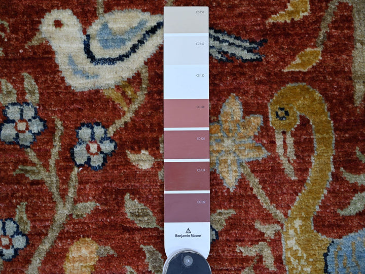 12'1" x 12'2" New Hand Knotted Red Wool Round Oriental Rug - MOA10221199