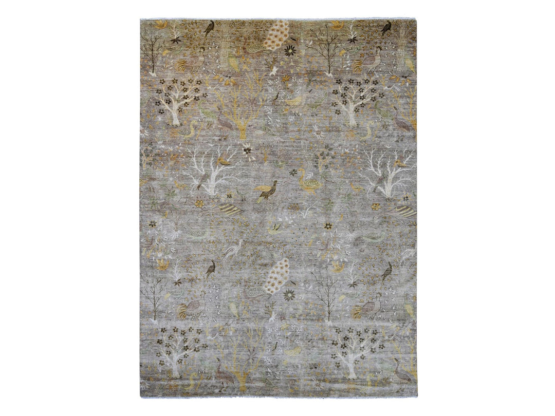 10'1" x 13'9" New Hand Knotted Brown Wool Rectangle Oriental Rug - MOA10221200