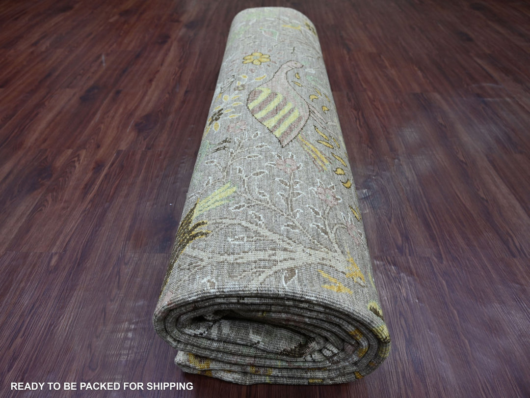 10'1" x 13'9" New Hand Knotted Brown Wool Rectangle Oriental Rug - MOA10221200