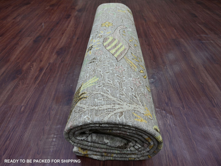 10'1" x 13'9" New Hand Knotted Brown Wool Rectangle Oriental Rug - MOA10221200