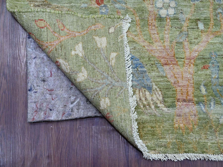2'6" x 14'11" New Hand Knotted Green Wool Runner Oriental Rug - MOA10221201