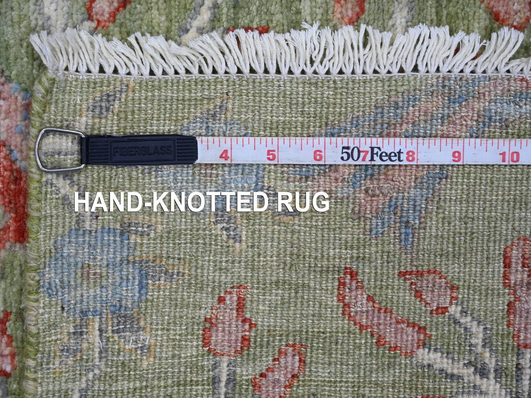 2'6" x 14'11" New Hand Knotted Green Wool Runner Oriental Rug - MOA10221201