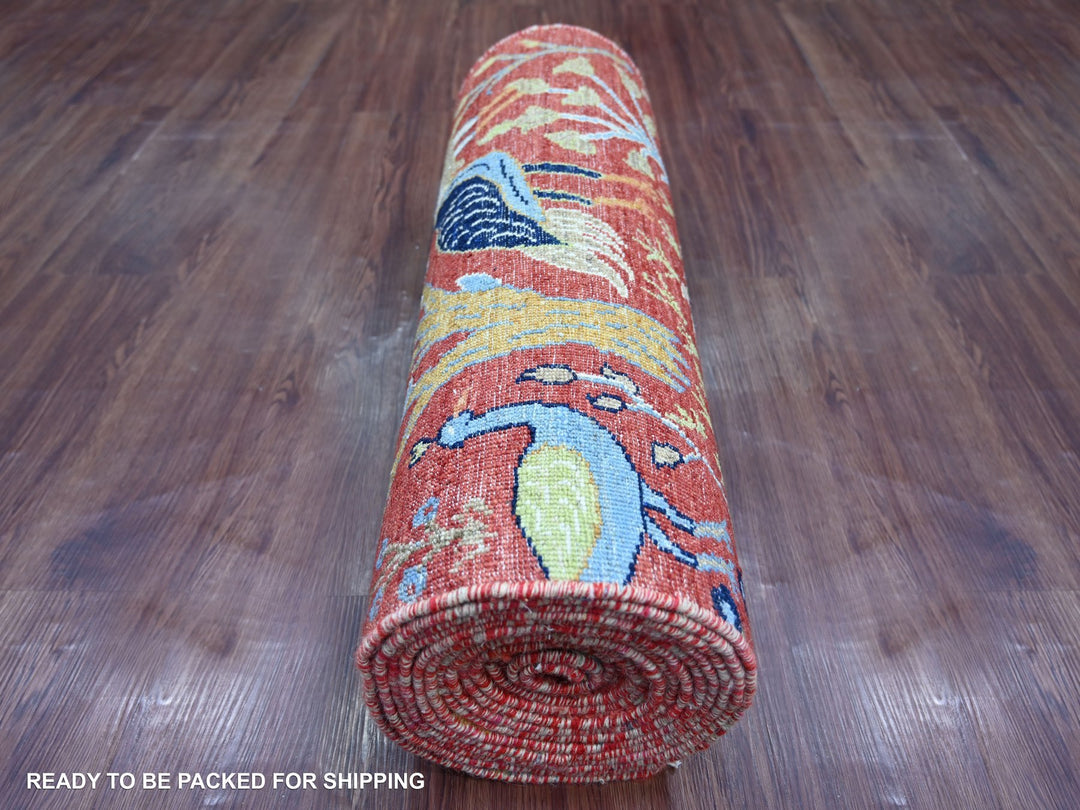 2'6" x 19'8" New Hand Knotted Red Wool Runner Oriental Rug - MOA10221203