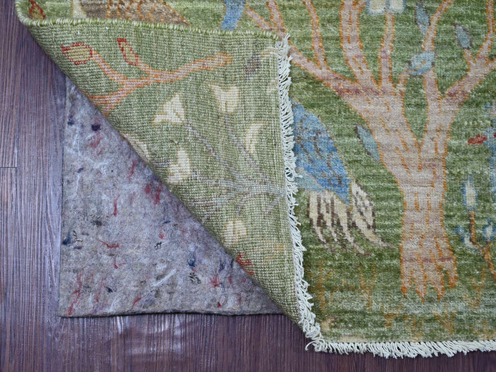 2'7" x 8'1" New Hand Knotted Green Wool Runner Oriental Rug - MOA10221204