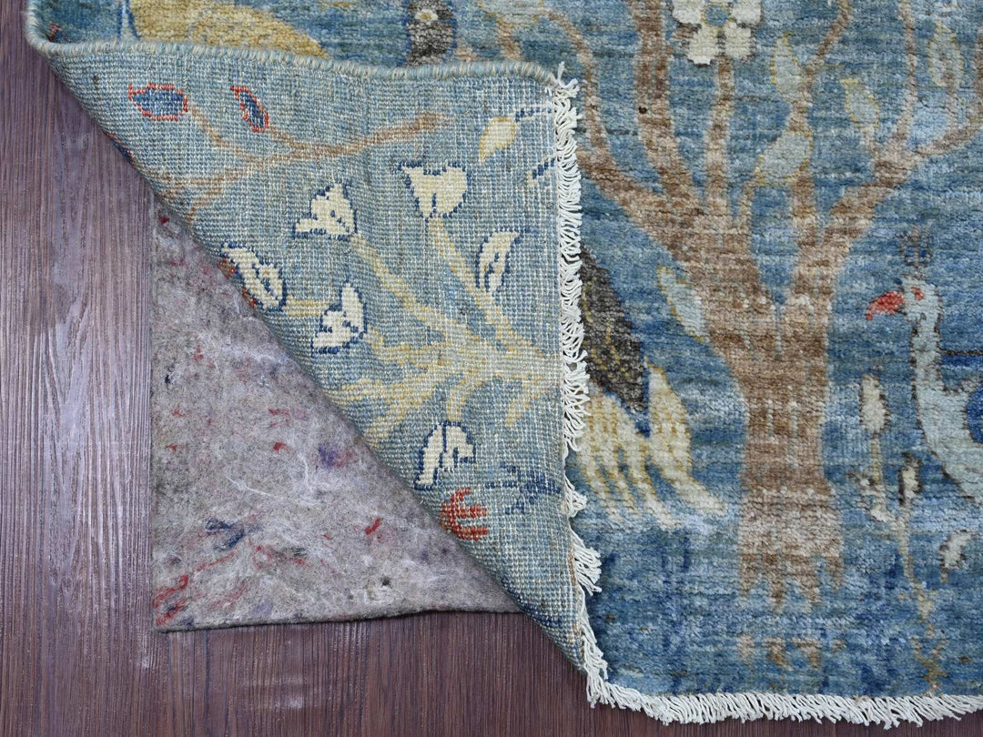 2'6" x 7'11" New Hand Knotted Blue Wool Runner Oriental Rug - MOA10221205