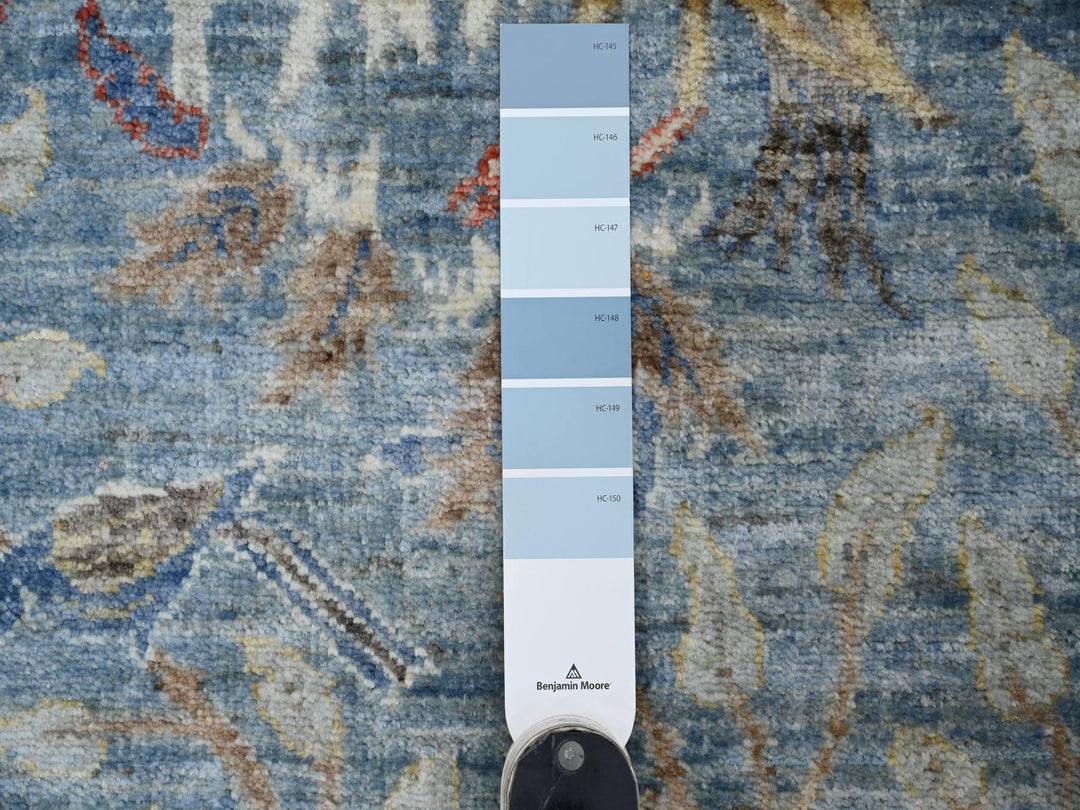2'6" x 7'11" New Hand Knotted Blue Wool Runner Oriental Rug - MOA10221205