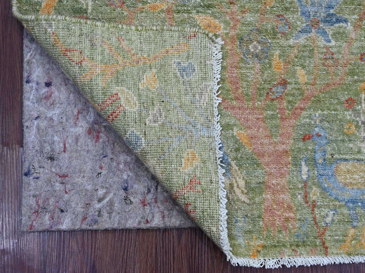 2'1" x 3'0" New Hand Knotted Green Wool Rectangle Oriental Rug - MOA10221206