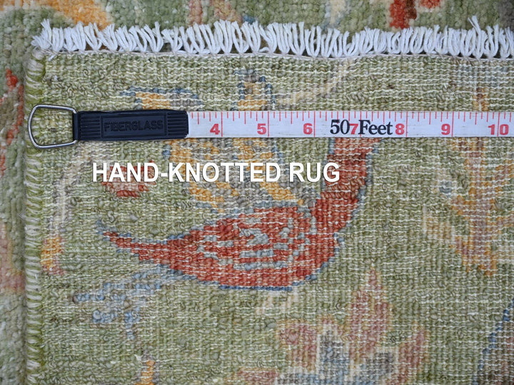 2'1" x 3'0" New Hand Knotted Green Wool Rectangle Oriental Rug - MOA10221206