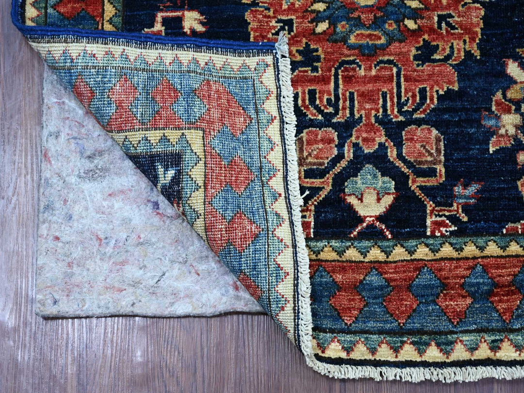 2'10" x 7'11" New Hand Knotted Blue Wool Runner Oriental Rug - MOA10221208