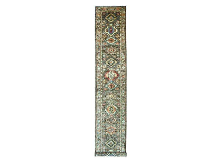 2'7" x 15'7" New Hand Knotted Brown Wool Runner Oriental Rug - MOA10221211