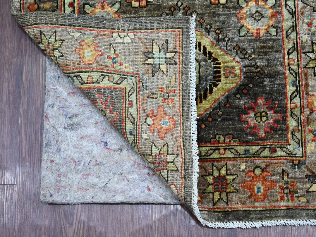 2'7" x 15'7" New Hand Knotted Brown Wool Runner Oriental Rug - MOA10221211