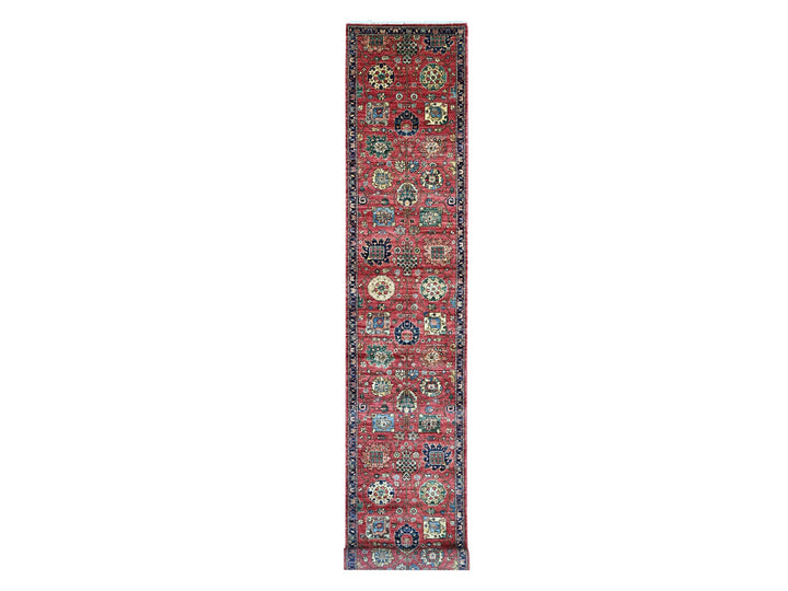 2'8" x 19'7" New Hand Knotted Red Wool Runner Oriental Rug - MOA10221212