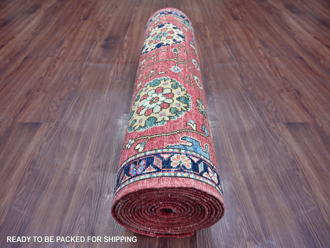 2'8" x 19'7" New Hand Knotted Red Wool Runner Oriental Rug - MOA10221212