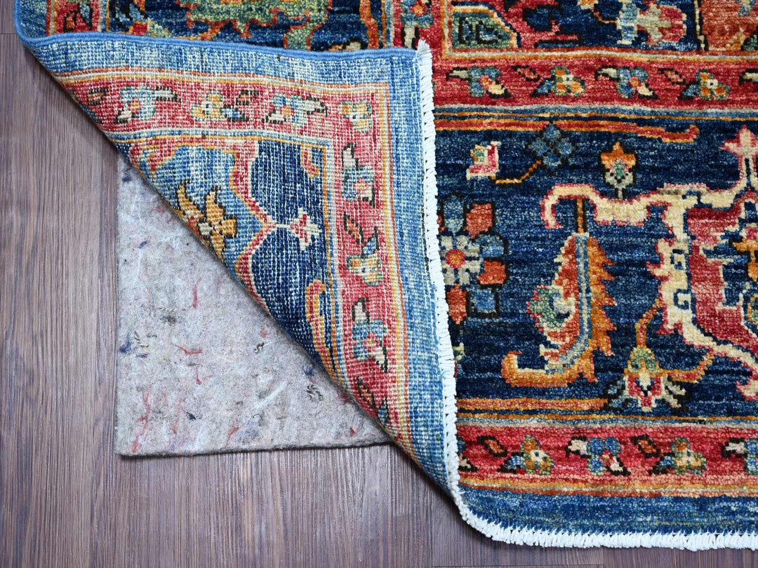 8'0" x 9'10" New Hand Knotted Blue Wool Rectangle Oriental Rug - MOA10221214