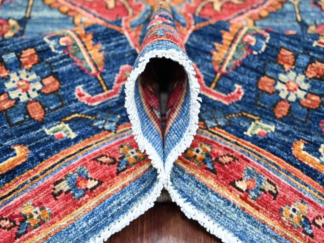 8'0" x 9'10" New Hand Knotted Blue Wool Rectangle Oriental Rug - MOA10221214