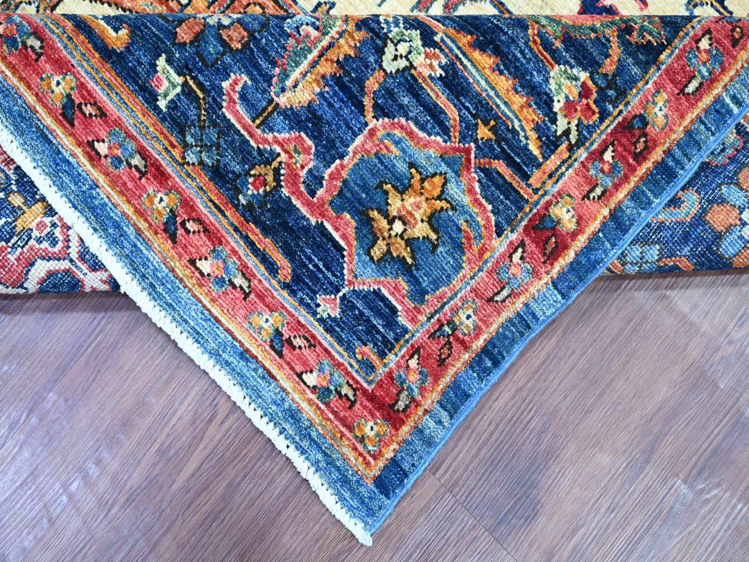 8'0" x 9'10" New Hand Knotted Blue Wool Rectangle Oriental Rug - MOA10221214