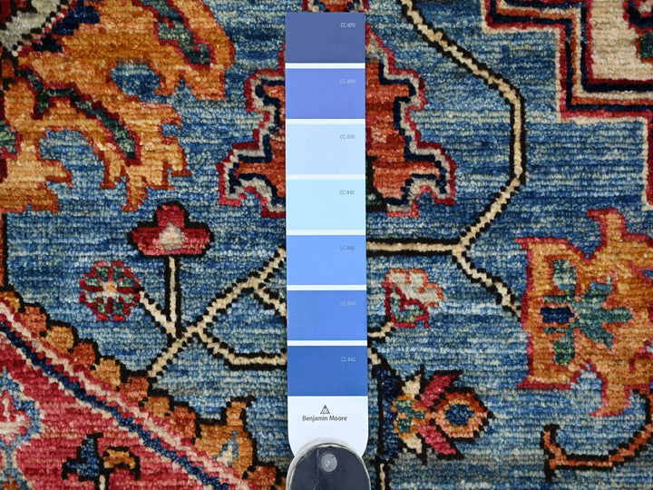 8'0" x 9'10" New Hand Knotted Blue Wool Rectangle Oriental Rug - MOA10221214