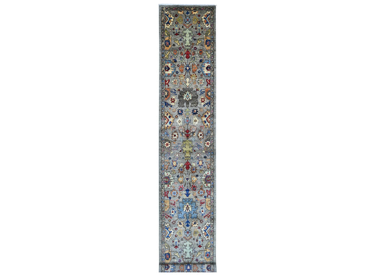 2'11" x 19'9" New Hand Knotted Grey Wool Runner Oriental Rug - MOA10221215