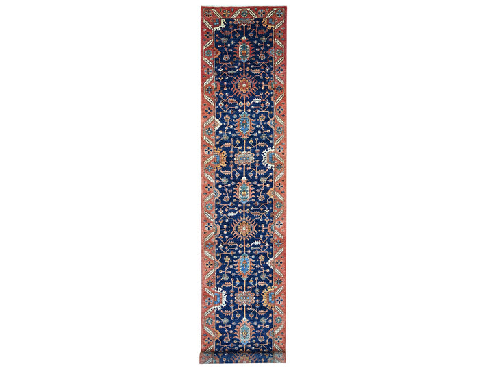 3'1" x 19'6" New Hand Knotted Blue Wool Runner Oriental Rug - MOA10221216