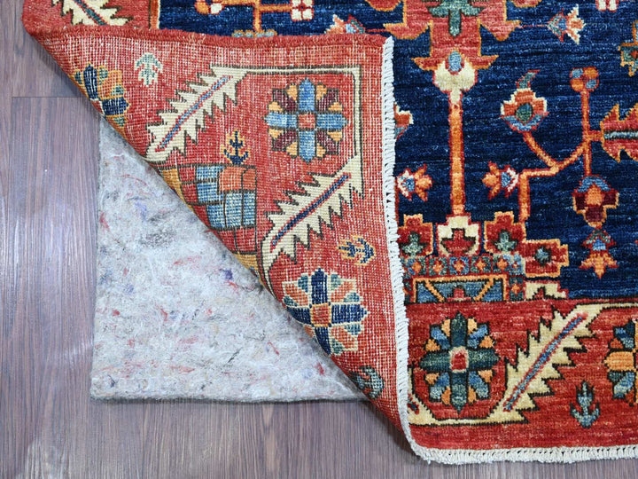 3'1" x 19'6" New Hand Knotted Blue Wool Runner Oriental Rug - MOA10221216