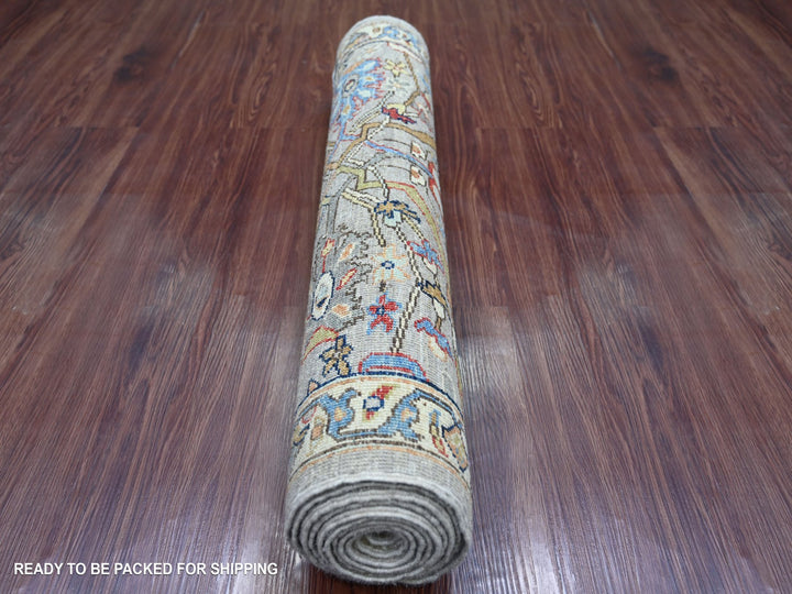 2'11" x 9'7" New Hand Knotted Grey Wool Runner Oriental Rug - MOA10221218