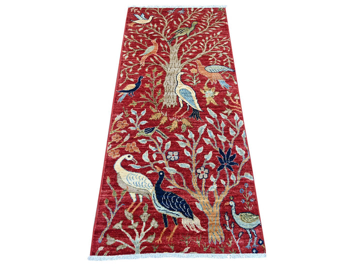2'6" x 5'9" New Hand Knotted Red Wool Runner Oriental Rug - MOA10221220