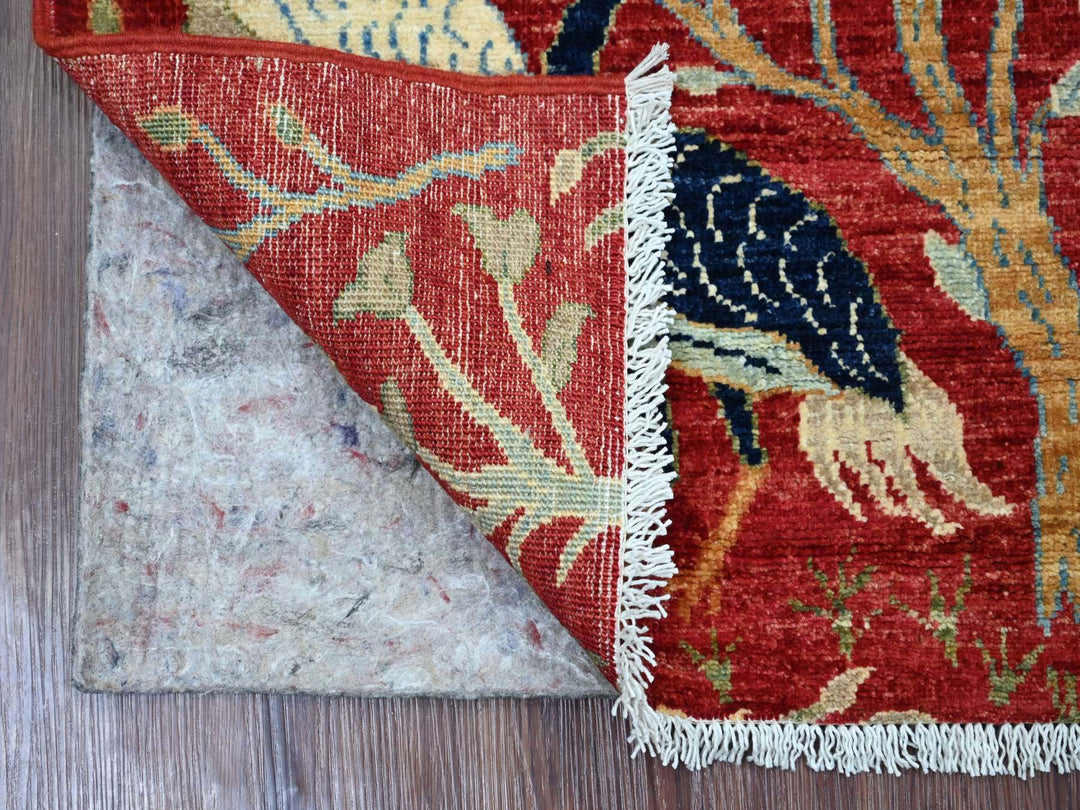 2'6" x 5'9" New Hand Knotted Red Wool Runner Oriental Rug - MOA10221220