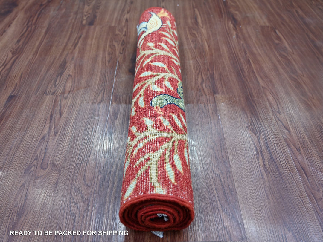 2'6" x 5'9" New Hand Knotted Red Wool Runner Oriental Rug - MOA10221220