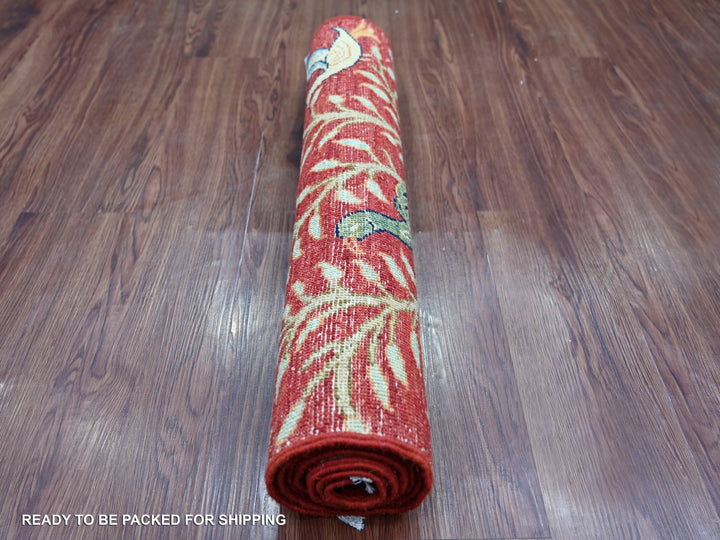 2'6" x 5'9" New Hand Knotted Red Wool Runner Oriental Rug - MOA10221220