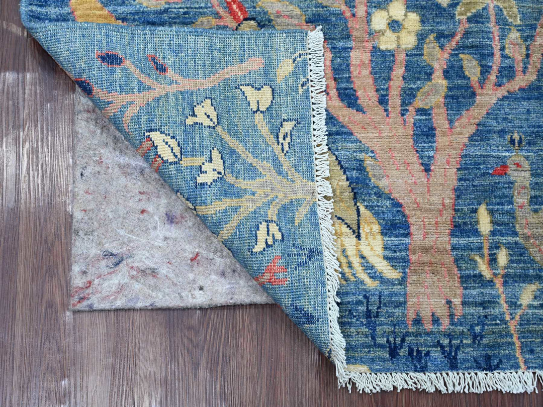 2'7" x 5'8" New Hand Knotted Blue Wool Runner Oriental Rug - MOA10221221