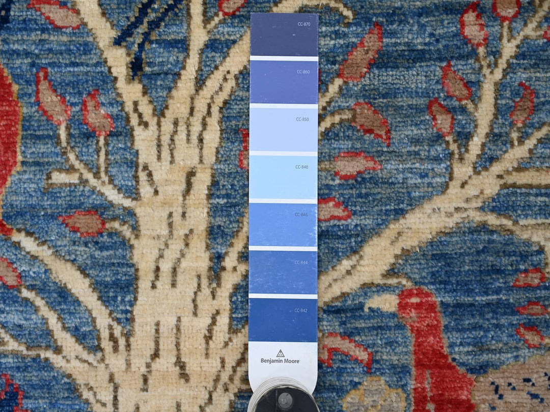 2'7" x 5'8" New Hand Knotted Blue Wool Runner Oriental Rug - MOA10221221