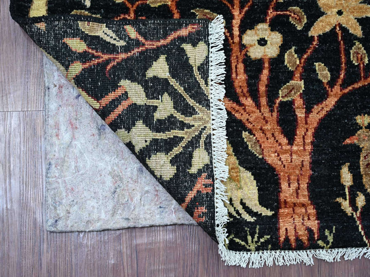 3'3" x 4'9" New Hand Knotted Black Wool Rectangle Oriental Rug - MOA10221223
