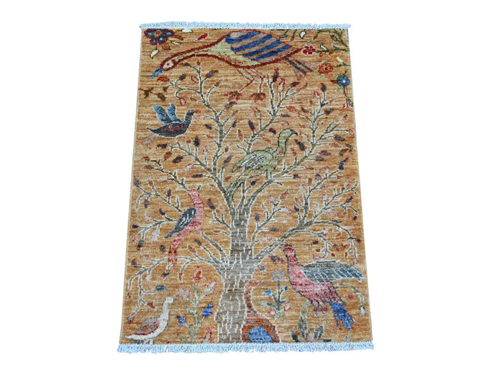 2'0" x 2'11" New Hand Knotted Brown Wool Rectangle Oriental Rug - MOA10221226